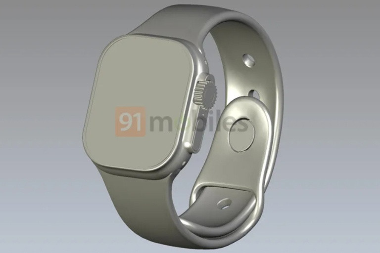 Hình ảnh kết xuất được cho là của Apple Watch Pro cao cấp sắp ra mắt. Ảnh: 91MOBILES Hình ảnh kết xuất được cho là của Apple Watch Pro cao cấp sắp ra mắt. Ảnh: 91MOBILES