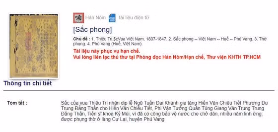 Những bản sắc phong đã được dịch nghĩa và giải nghĩa Những bản sắc phong đã được dịch nghĩa và giải nghĩa