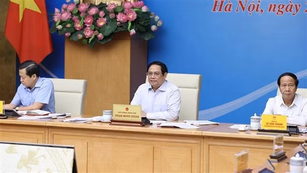 Thủ tướng Phạm Minh Chính chủ trì hội nghị. Ảnh: Dương Giang/TTXVN