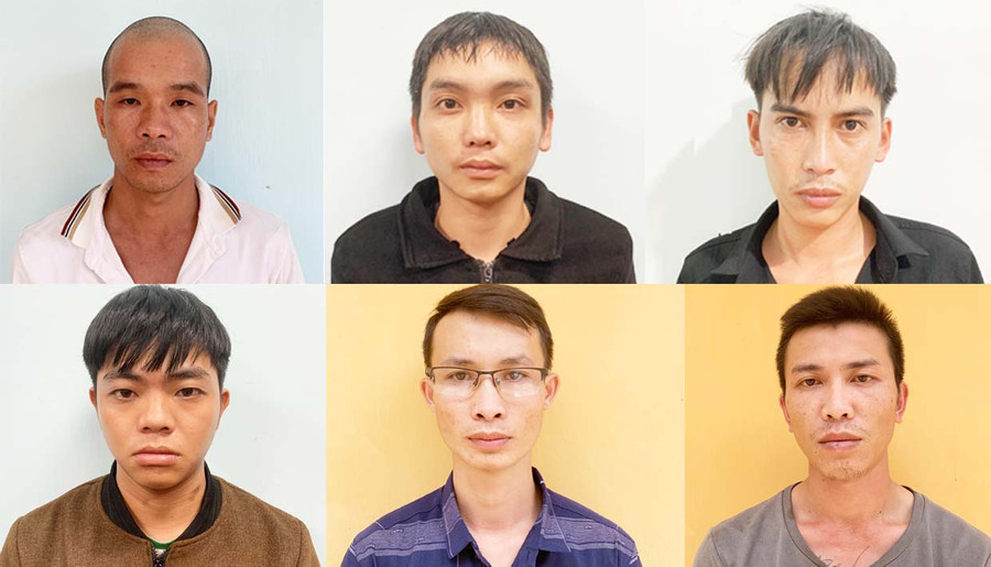  6 đối tượng trong vụ án giết người bị cơ quan Công an bắt giữ. Ảnh: Lê Ánh