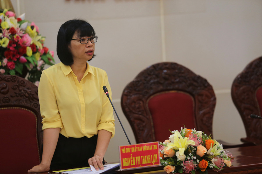 Phó Chủ tịch UBND tỉnh Nguyễn Thị Thanh Lịch chủ trì cuộc họp Ảnh Văn Ngọc 