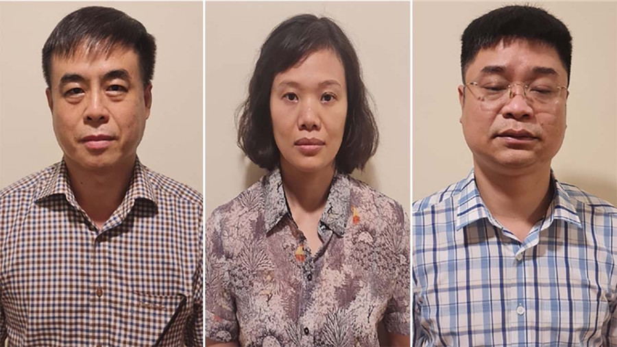 Các bị can Phạm Ngọc Hải, Thành Thị Đông Phương và Lê Việt Phương (từ trái qua). Ảnh Công an cung cấp Các bị can Phạm Ngọc Hải, Thành Thị Đông Phương và Lê Việt Phương (từ trái qua). Ảnh Công an cung cấp