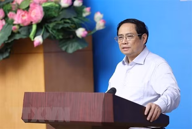 Thủ tướng Phạm Minh Chính chủ trì hội nghị. Ảnh: Dương Giang/TTXVN