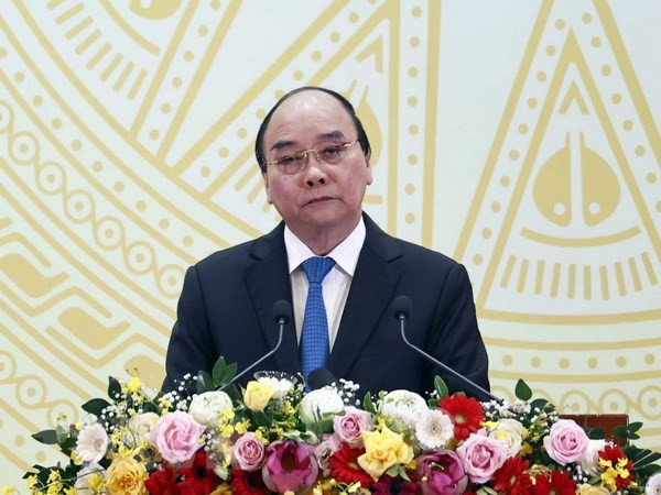 Chủ tịch nước Nguyễn Xuân Phúc phát biểu tại buổi lễ. Ảnh: Thống Nhất/TTXVN