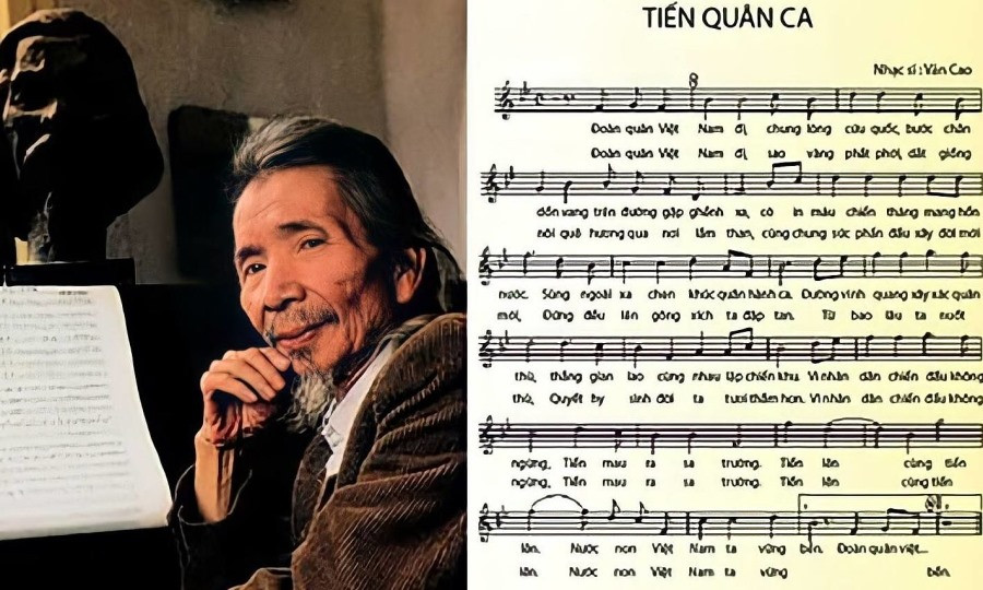 Nhạc sĩ Văn Cao và ca khúc "Tiến quân ca" - Quốc ca Việt Nam. Ảnh: TL Nhạc sĩ Văn Cao và ca khúc