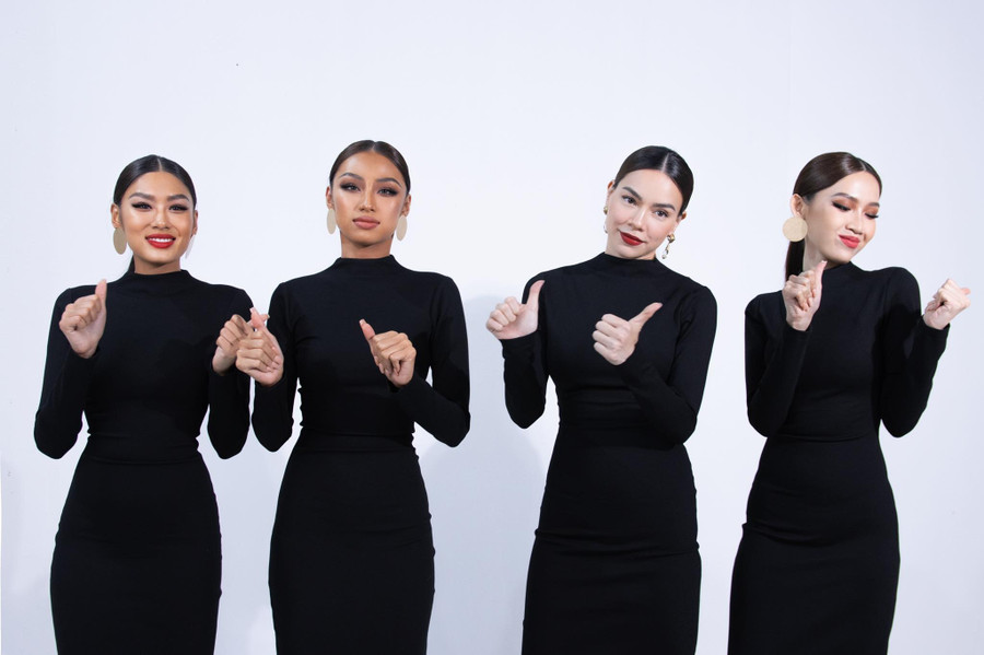 Thảo Nhi, Bảo Ngọc, Đỗ Nhật Hà cùng Hồ Ngọc Hà trong hậu trường buổi chụp ảnh. Ảnh: NVCC