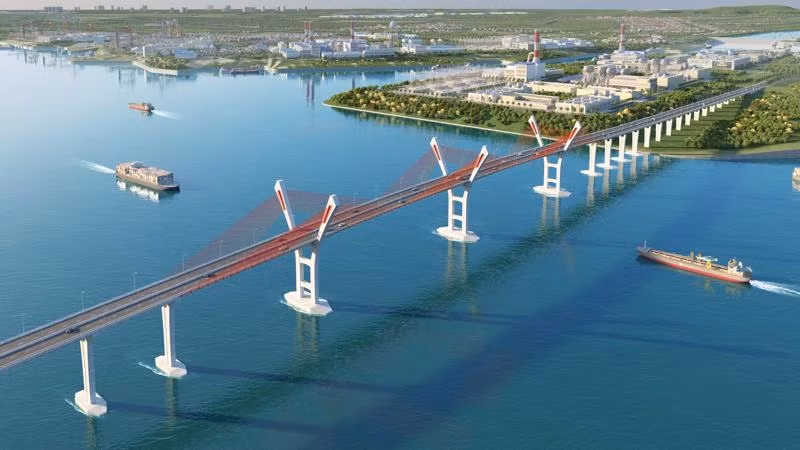  Cầu Bến Rừng nối huyện Thủy Nguyên, TP. Hải Phòng với thị xã Quảng Yên, tỉnh Quảng Ninh qua sông Đá Bạch. Ảnh: VGP