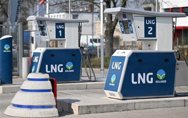  Một trạm bơm khí đốt tự nhiên hóa lỏng (LNG) tại Dortmund, Đức. (Ảnh: AFP/TTXVN)