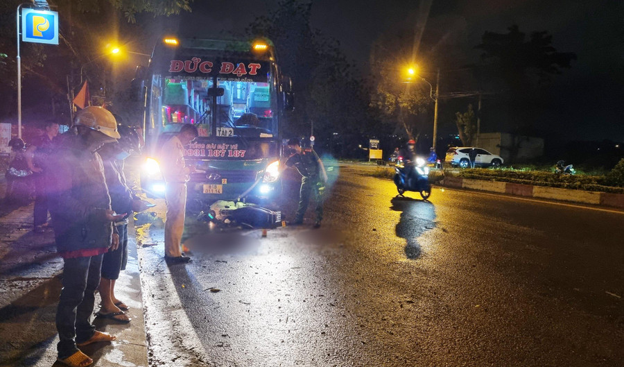 Pleiku: Va chạm với xe khách, 1 người tử vong ảnh 1 Hiện trường vụ tai nạn. Ảnh: Hà Phương- R’Ô HOK