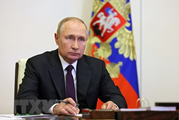 Tổng thống Nga Vladimir Putin tại một cuộc họp ở ngoại ô Moskva, ngày 13/9/2022. (Ảnh: AFP/TTXVN)