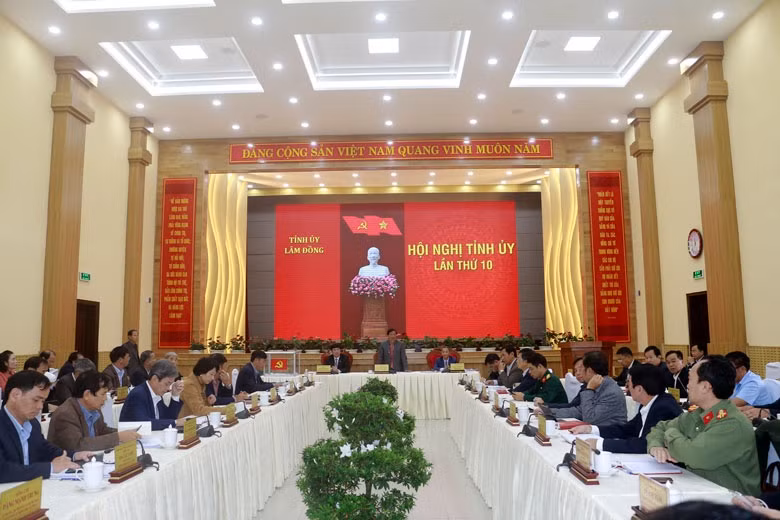 Hội nghị Tỉnh ủy Lâm Đồng lần thứ 10. Ảnh: BLĐ