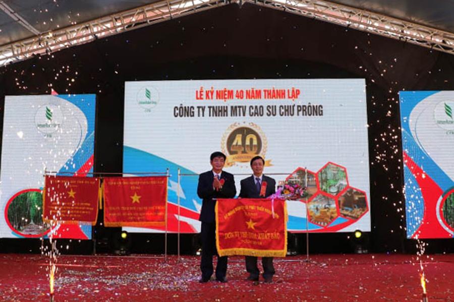 Tặng cờ Đơn vị thi đua xuất sắc của Bộ Nông nghiệp và PTNT cho Công ty. Ảnh: H.T