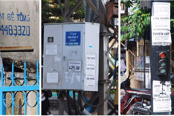 Rác quảng cáo ở mọi nơi.