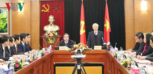 Tổng Bí thư Nguyễn Phú Trọng phát biểu tại buổi làm việc với Ban Kinh tế Trung ương.