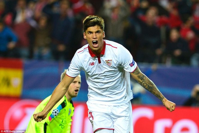 Correa ăn mừng bàn nâng tỷ số lên 2-0 cho Sevilla. Ảnh: Getty Images Correa ăn mừng bàn nâng tỷ số lên 2-0 cho Sevilla. Ảnh: Getty Images