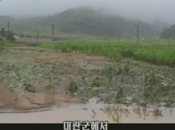 Cảnh ngập lụt ở Daegwan, tỉnh South Hamgyong.