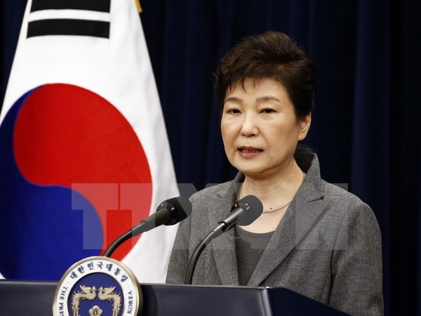  Tổng thống Hàn Quốc Park Geun-hye phát biểu tại Seoul. (Nguồn: AP/TTXVN)