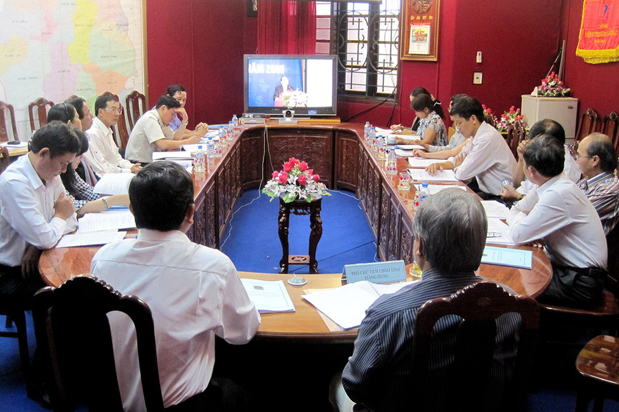 Quang cảnh dự họp tại đầu cầu Gia Lai. Ảnh: Hồng Thi