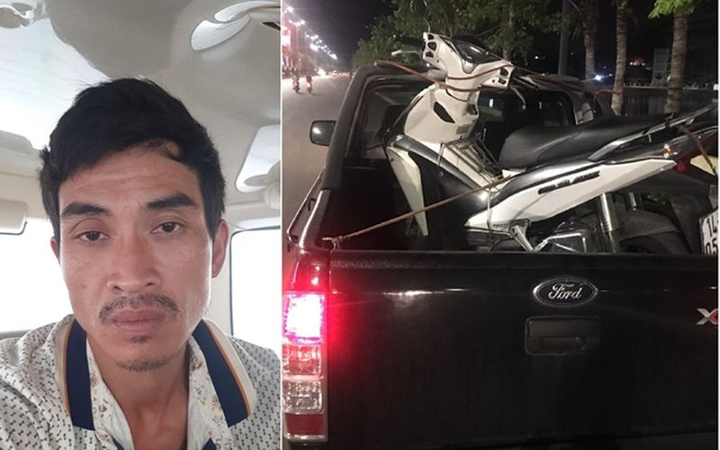 Nguyễn Ngọc Gia cùng xe máy cướp được Nguyễn Ngọc Gia cùng xe máy cướp được