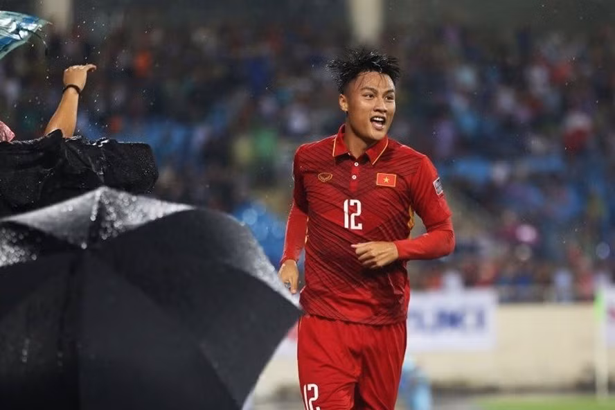 Bàn thắng gần nhất Hồng Quân ghi cho ĐTVN ở trận gặp Campuchia hồi tháng 10.2017. Ảnh: DT