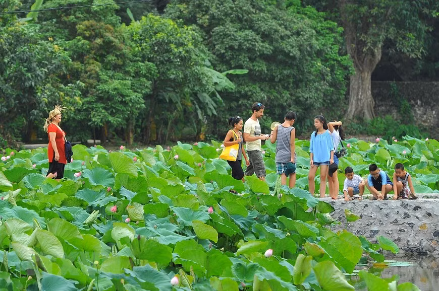 Tới Bích Động những ngày này, du khách thoải mái thong dong ngắm cảnh non xanh nước biếc, hòa mình vào thiên nhiên, tận hưởng cảm giác bồng bềnh, mông lung như lạc vào một bức tranh thủy mặc đẹp mộng mị và yên bình
