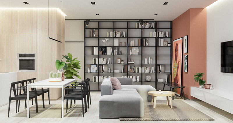  Chiếc giá để sách và các vật dụng khác đã làm nổi bật cho căn phòng.