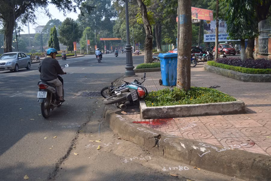 Hiện trường vụ tai nạn. Ảnh: Uyên Linh