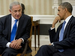 Tổng thống Mỹ Barack Obama trong buổi tiếp Thủ tướng Israel Benjamin Netanyehu tại Nhà Trắng.