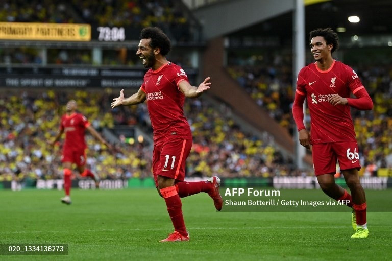 Salah nâng tỉ số lên 3-0 cho Liverpool. Ảnh: AFP