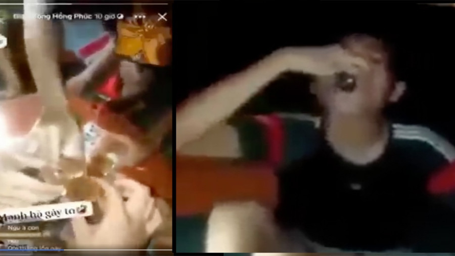 Công an xã Ba Trại (H.Ba Vì) đang lập hồ sơ xử lý hóm thiếu niên tụ tập nhậu nhẹt còn thách thức lực lượng chức năng đến bắt. Ảnh: Chụp màn hình