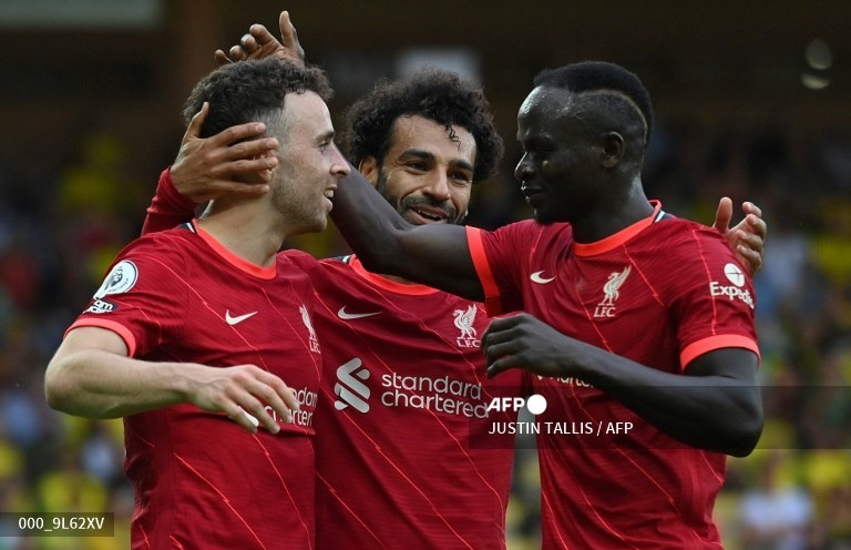 Jota mở tỉ số cho Liverpool. Ảnh: AFP