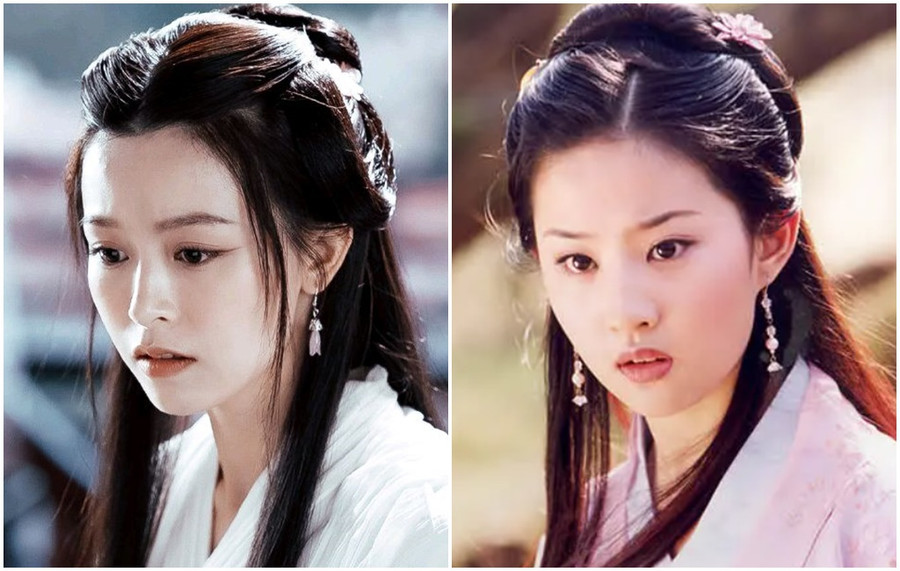 Văn Vịnh San (trái) cũng chịu nhiều lời mỉa mai là kém xa phiên bản Vương Ngữ Yên của Lưu Diệc Phi. Ảnh: Cắt từ phim