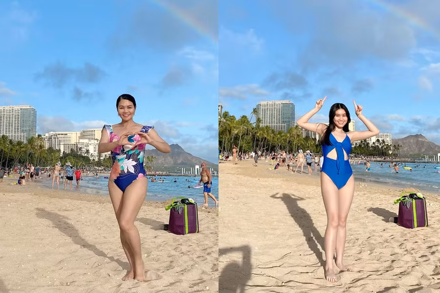 Ngọc Huyền khoe ảnh cùng con gái đi du lịch. Ảnh: FBNV