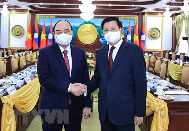 Chủ tịch nước Nguyễn Xuân Phúc và Tổng Bí thư, Chủ tịch nước Lào Thongloun Sisoulith tại buổi hội đàm. (Ảnh: Thống Nhất/TTXVN) Chủ tịch nước Nguyễn Xuân Phúc và Tổng Bí thư, Chủ tịch nước Lào Thongloun Sisoulith tại buổi hội đàm. (Ảnh: Thống Nhất/TTXVN)