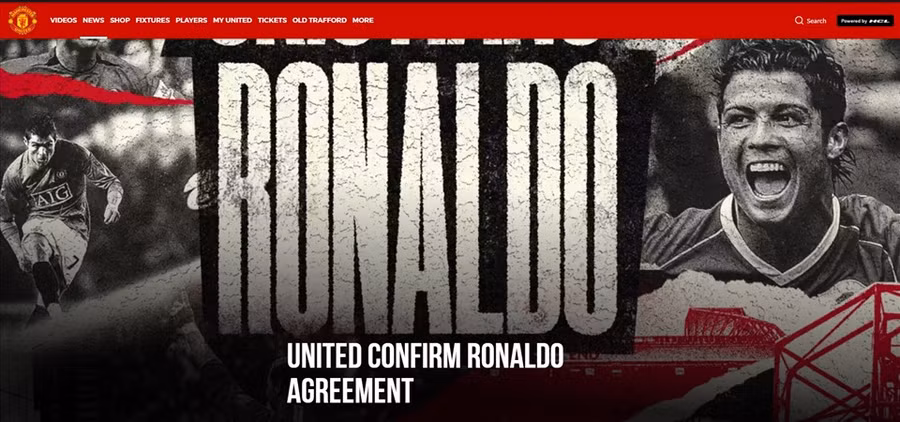 Thông báo chiêu mộ thành công Ronaldo. Ảnh: MUFC