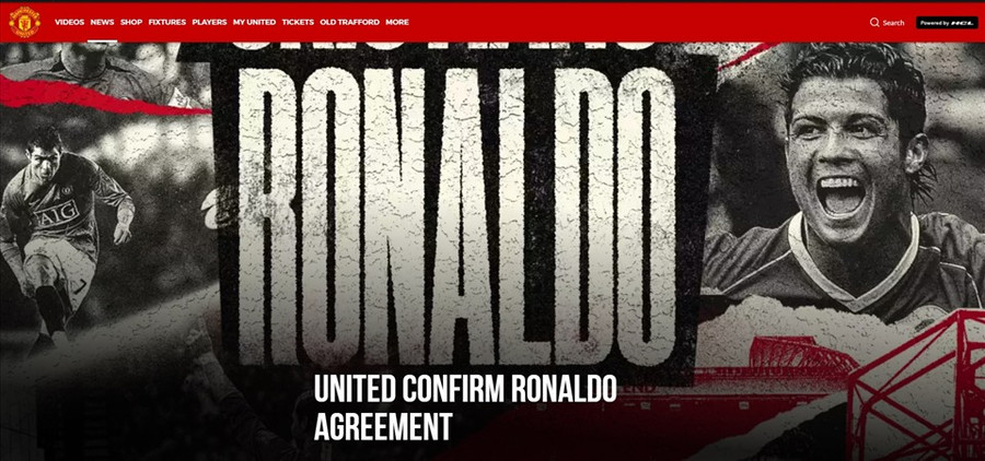 Thông báo chiêu mộ thành công Ronaldo. Ảnh: MUFC