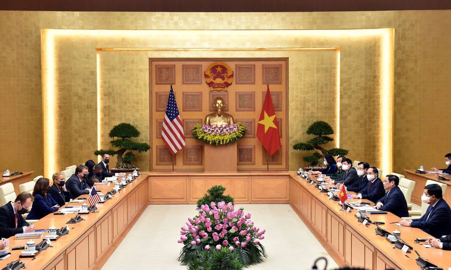  Thủ tướng Phạm Minh Chính và Phó tổng thống Mỹ tại buổi làm việc - Ảnh: Nhật Bắc