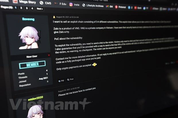 Hacker rao bán cách chiếm đoạt tài khoản Zalo. Ảnh chụp màn hình