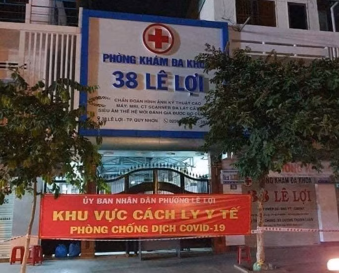 Phòng khám Đa khoa 38 Lê Lợi, nơi vừa xuất hiện một ca F0 khiến 10 bác sĩ của Trung tâm Y tế TP Quy Nhơn và Bệnh viện Đa khoa tỉnh Bình Định trở thành F1, phải thực hiện cách ly.