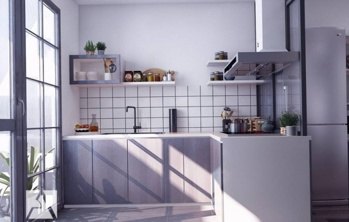 Mẫu tủ bếp chữ L là lựa chọn của đa số gia đình có diện tích nhà nhỏ vừa đáp ứng sự tiện lợi vừa phù hợp với những phong cách thiết kế nhà đơn giản, hiện đại như ngày nay. Đồ họa: Phương Duy