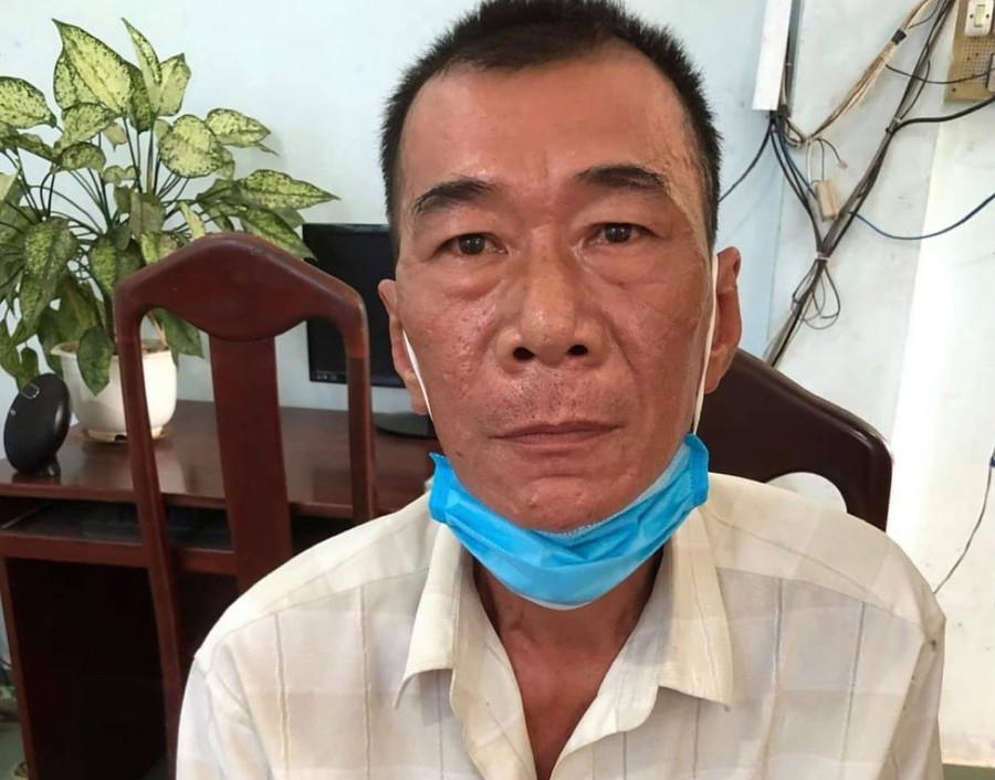 Đinh Điền Trung tại cơ quan công an- Ảnh: Công an cung cấp
