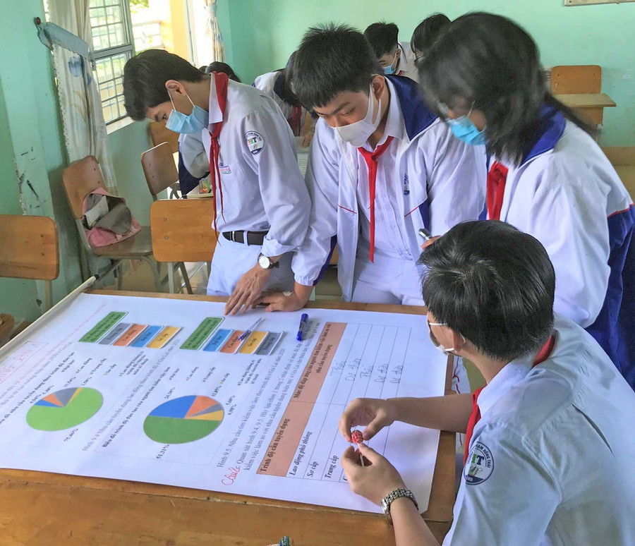 Tài liệu giáo dục địa phương tỉnh Gia Lai nhằm trang bị cho học sinh những hiểu biết cơ bản về văn hóa, lịch sử, địa lý, kinh tế, xã hội, môi trường, hướng nghiệp,… trên địa bàn tỉnh. Ảnh: Trần Dung