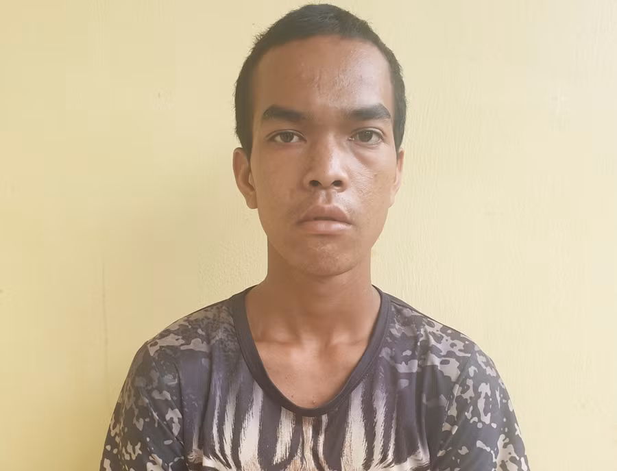 Đối tượng Dương tại cơ quan Công an. Ảnh: Văn Cường