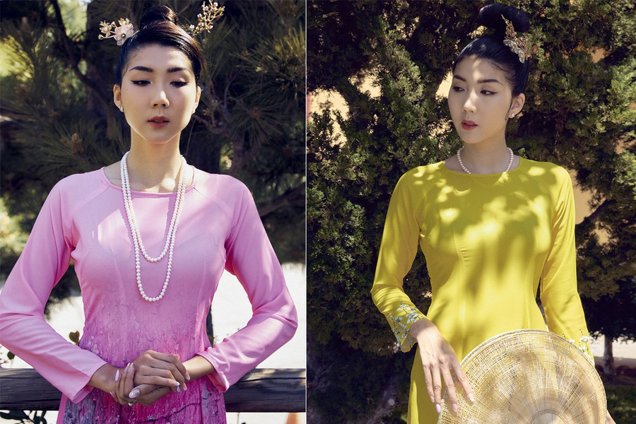 Ngọc Quyên gây ấn tượng với áo dài. Ảnh: NVCC