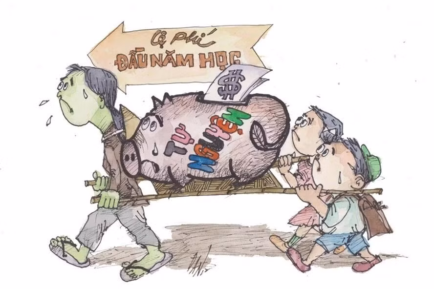Học phí và các loại quỹ đầu năm học luôn là nỗi ám ảnh của các phụ huynh. Tranh Đan