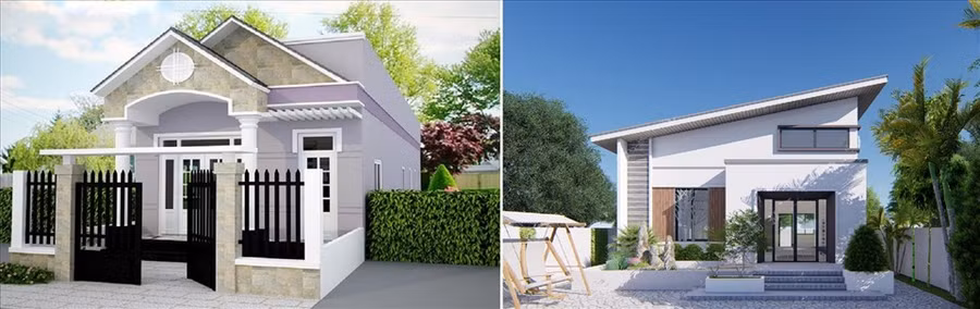 Nhà cấp 4 với những kiến trúc đẹp, sang trọng. Đồ họa: M.H