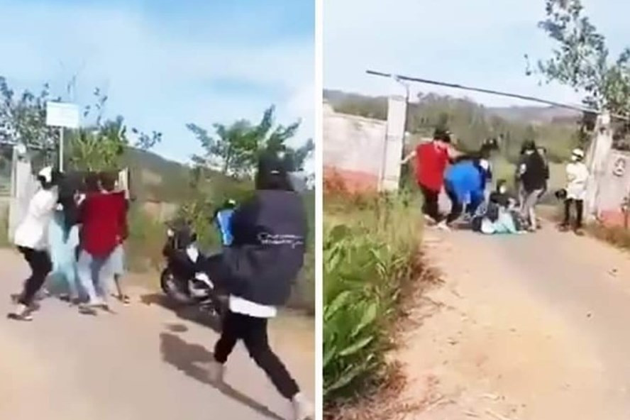 Thiếu nữ ở Quảng Nam bị đánh hội đồng. Ảnh chụp màn hình Thiếu nữ ở Quảng Nam bị đánh hội đồng. Ảnh chụp màn hình