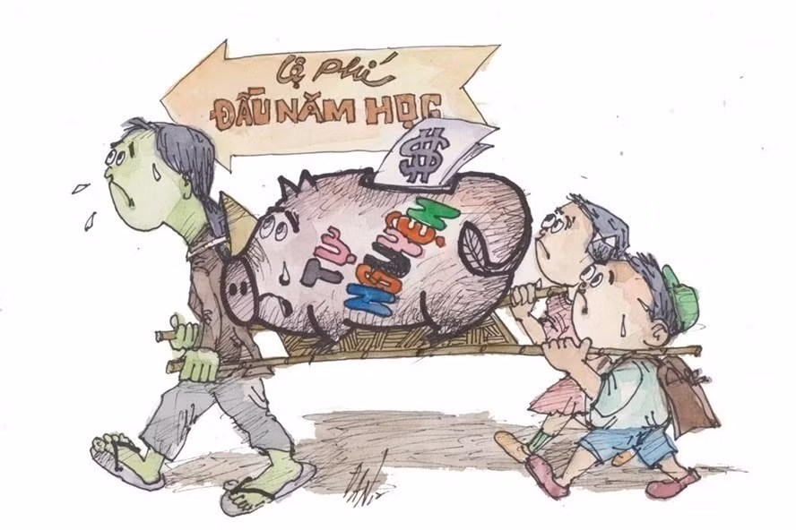 Miễn học phí để giảm gánh nặng cho phụ huynh. Tranh minh họa: DAN