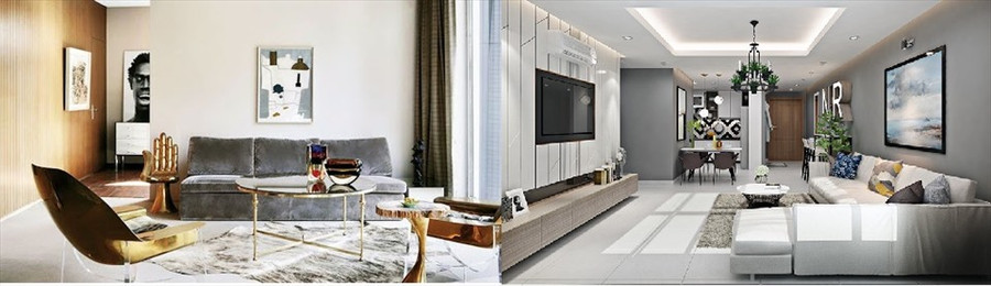 Các xu hướng thiết kế nội thất phòng khách hiện đại giúp tối đa không gian sống. Đồ họa: M.H