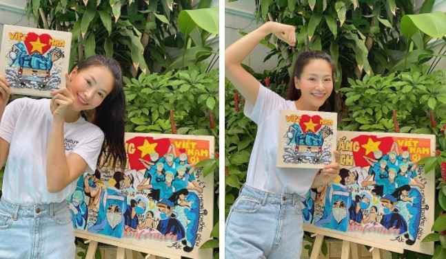 Hoa hậu Phương Khánh gửi tặng các y bác sĩ, tình nguyện viên và các chiến sĩ tuyến đầu chống dịch món quà tự tay mình làm. Ảnh: Instagram